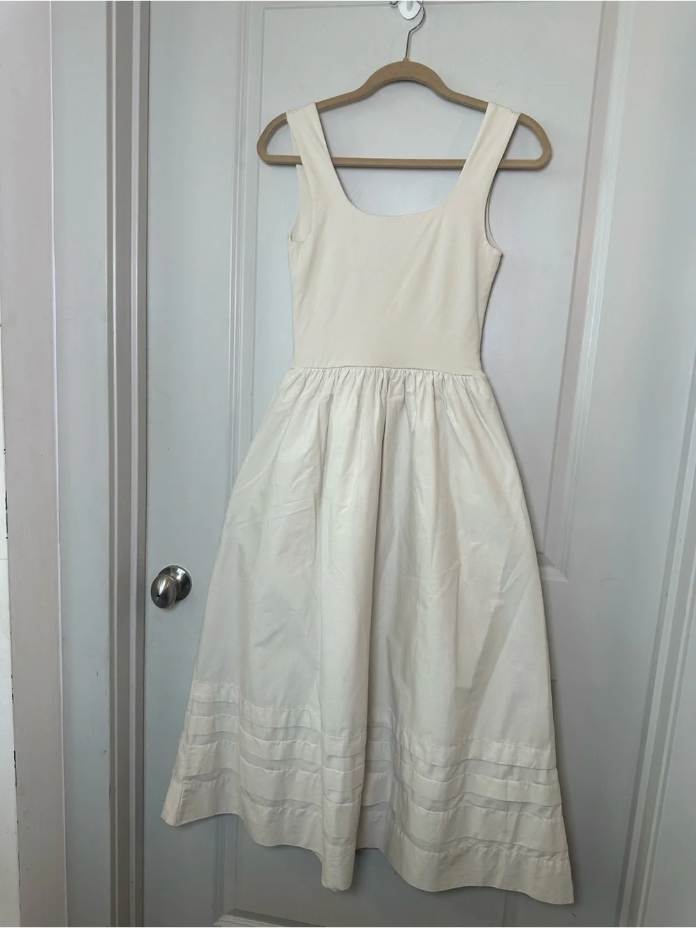 NEW J. Crew Drop Waist Mixy Cotton Poplin Skirt Cream Minimalist Maxi Dress,  XS